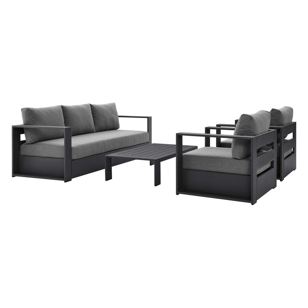 Tahoe 4-Piece Outdoor Patio Powder-Coated Aluminum Set in Gray Charcoal by Modway
