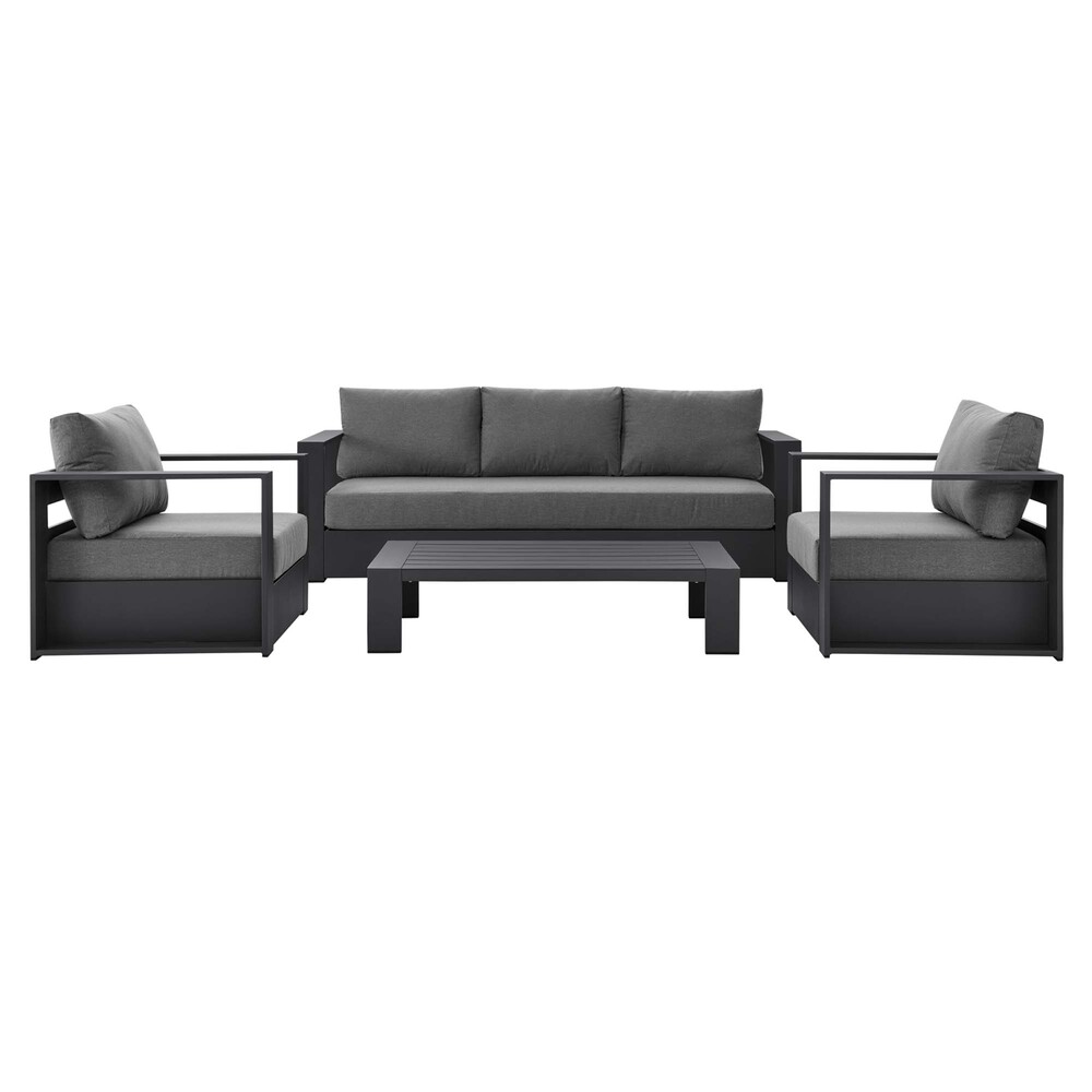 Tahoe 4-Piece Outdoor Patio Powder-Coated Aluminum Set in Gray Charcoal by Modway - Image 5