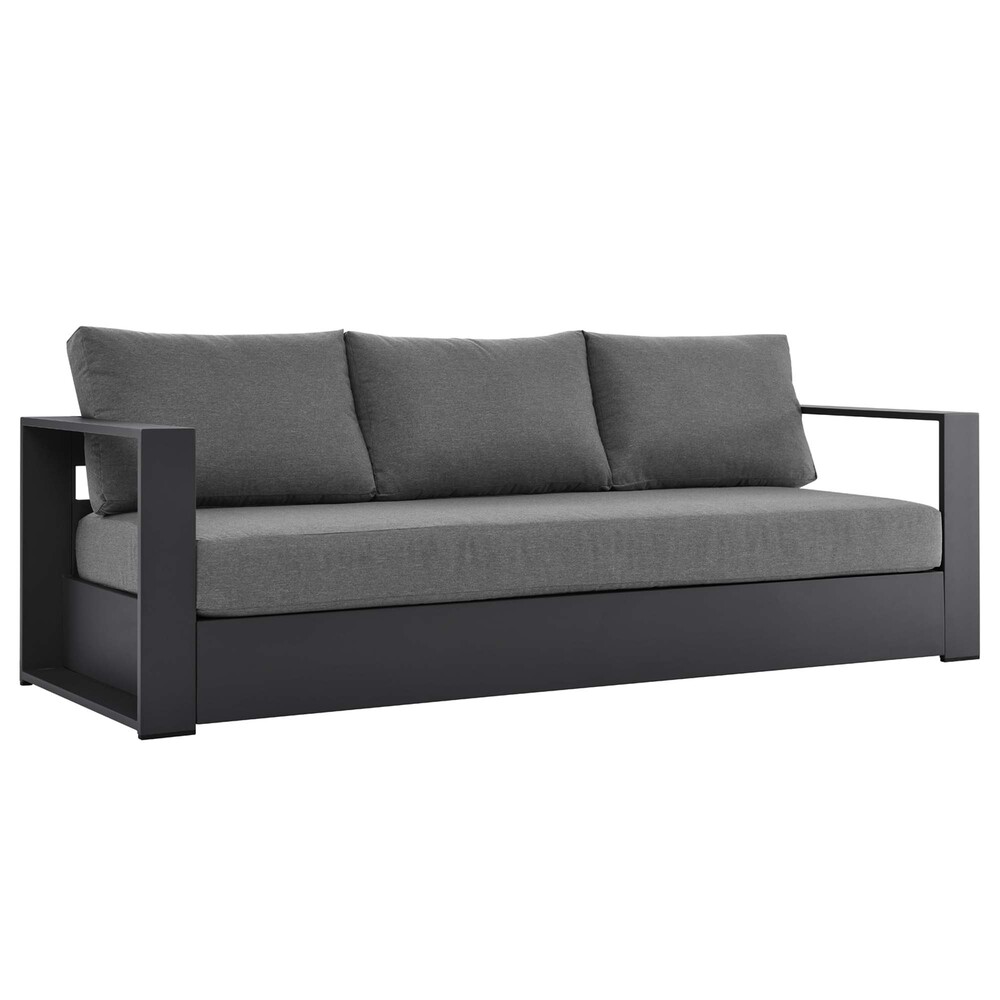 Tahoe 4-Piece Outdoor Patio Powder-Coated Aluminum Set in Gray Charcoal by Modway - Image 9