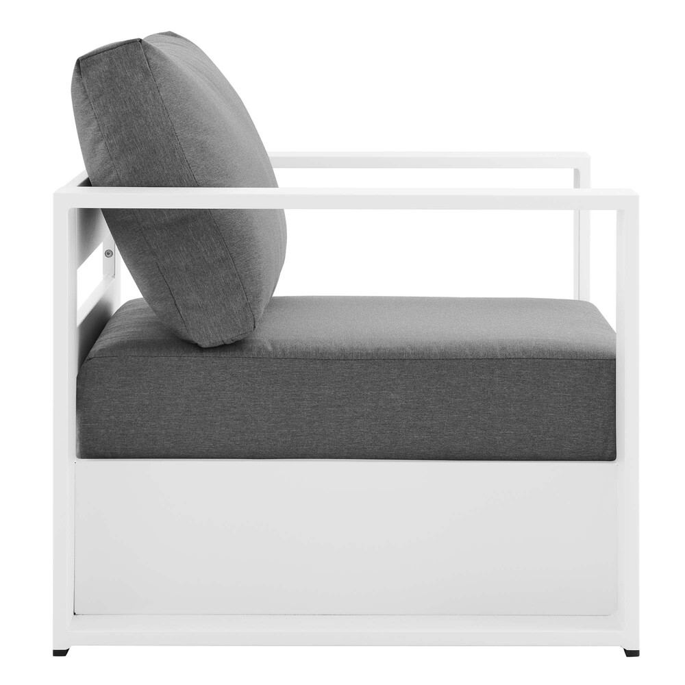 Tahoe 4-Piece Outdoor Patio Powder-Coated Aluminum Set in White Charcoal by Modway - Image 7