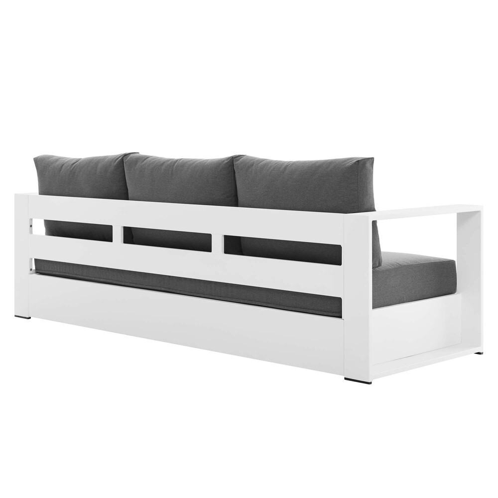 Tahoe 4-Piece Outdoor Patio Powder-Coated Aluminum Set in White Charcoal by Modway - Image 11