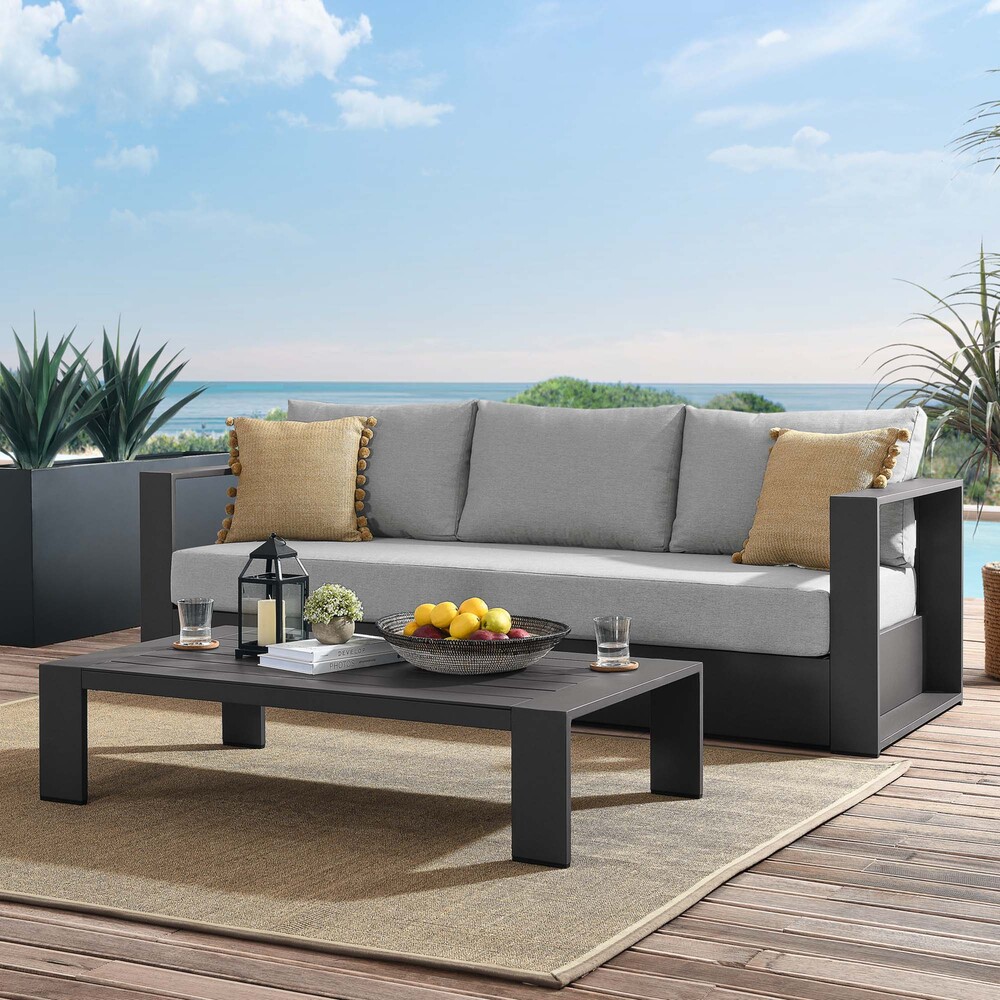 Tahoe 2-Piece Outdoor Patio Powder-Coated Aluminum Set in Gray Gray by Modway - Image 10