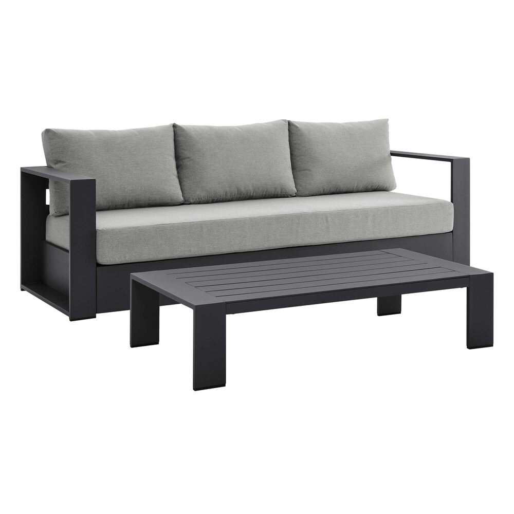 Tahoe 2-Piece Outdoor Patio Powder-Coated Aluminum Set in Gray Gray by Modway
