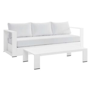 Tahoe 2-Piece Outdoor Patio Powder-Coated Aluminum Set in White White by Modway