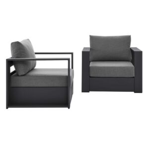 Tahoe 2-Piece Outdoor Patio Powder-Coated Aluminum Armchair Set in Gray Charcoal by Modway