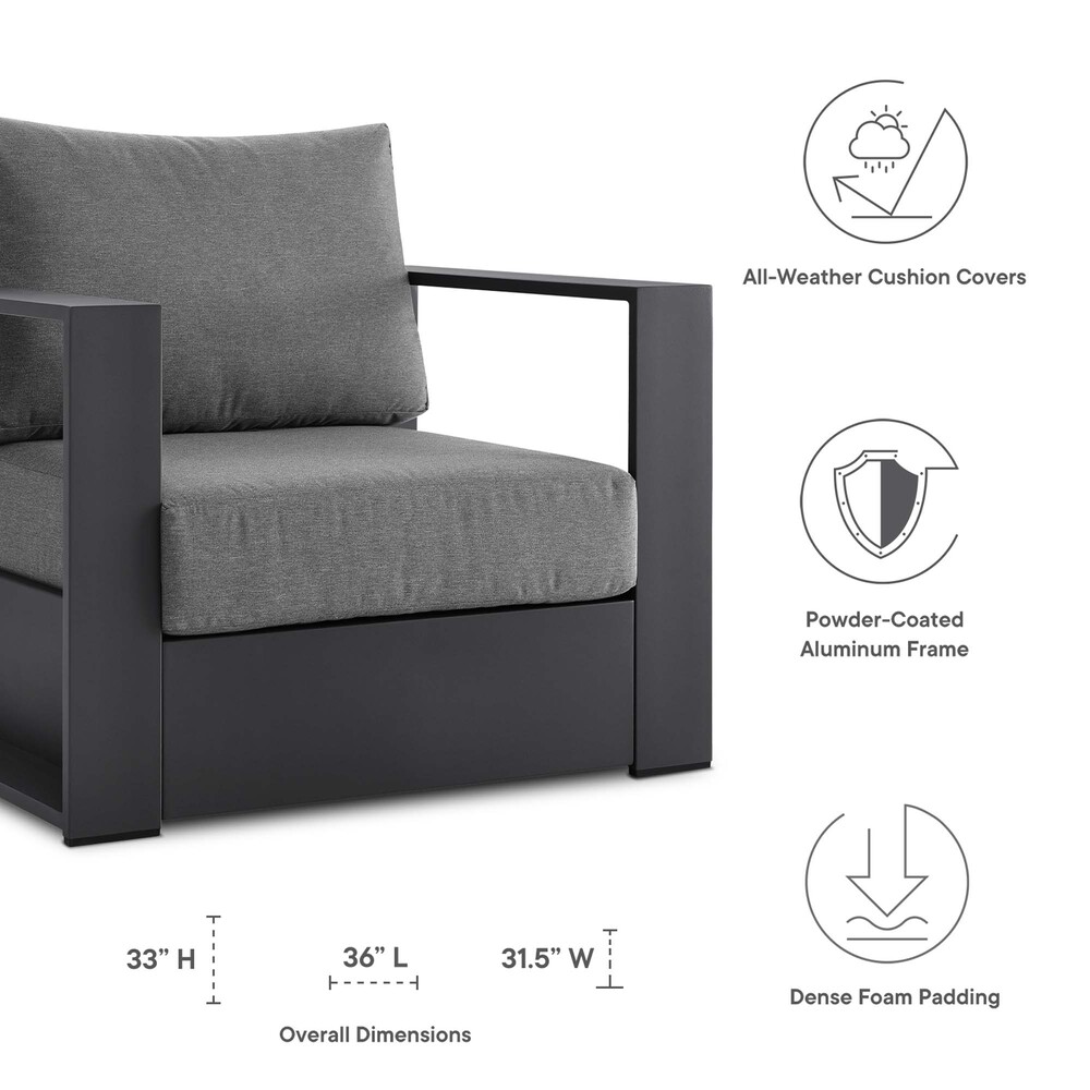 Tahoe 2-Piece Outdoor Patio Powder-Coated Aluminum Armchair Set in Gray Charcoal by Modway - Image 2