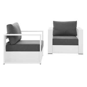 Tahoe 2-Piece Outdoor Patio Powder-Coated Aluminum Armchair Set in White Charcoal by Modway