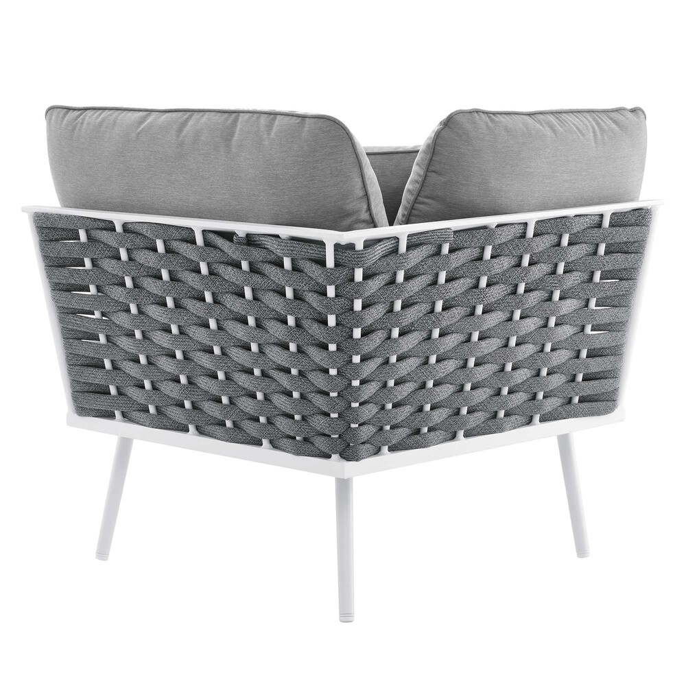 Stance 4 Piece Outdoor Patio Aluminum Sectional Sofa Set in White Gray by Modway - Image 10
