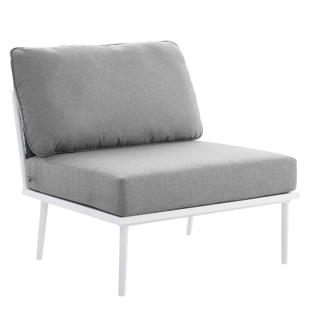 Stance 7 Piece Outdoor Patio Aluminum Sectional Sofa Set in White Gray by Modway - Image 6