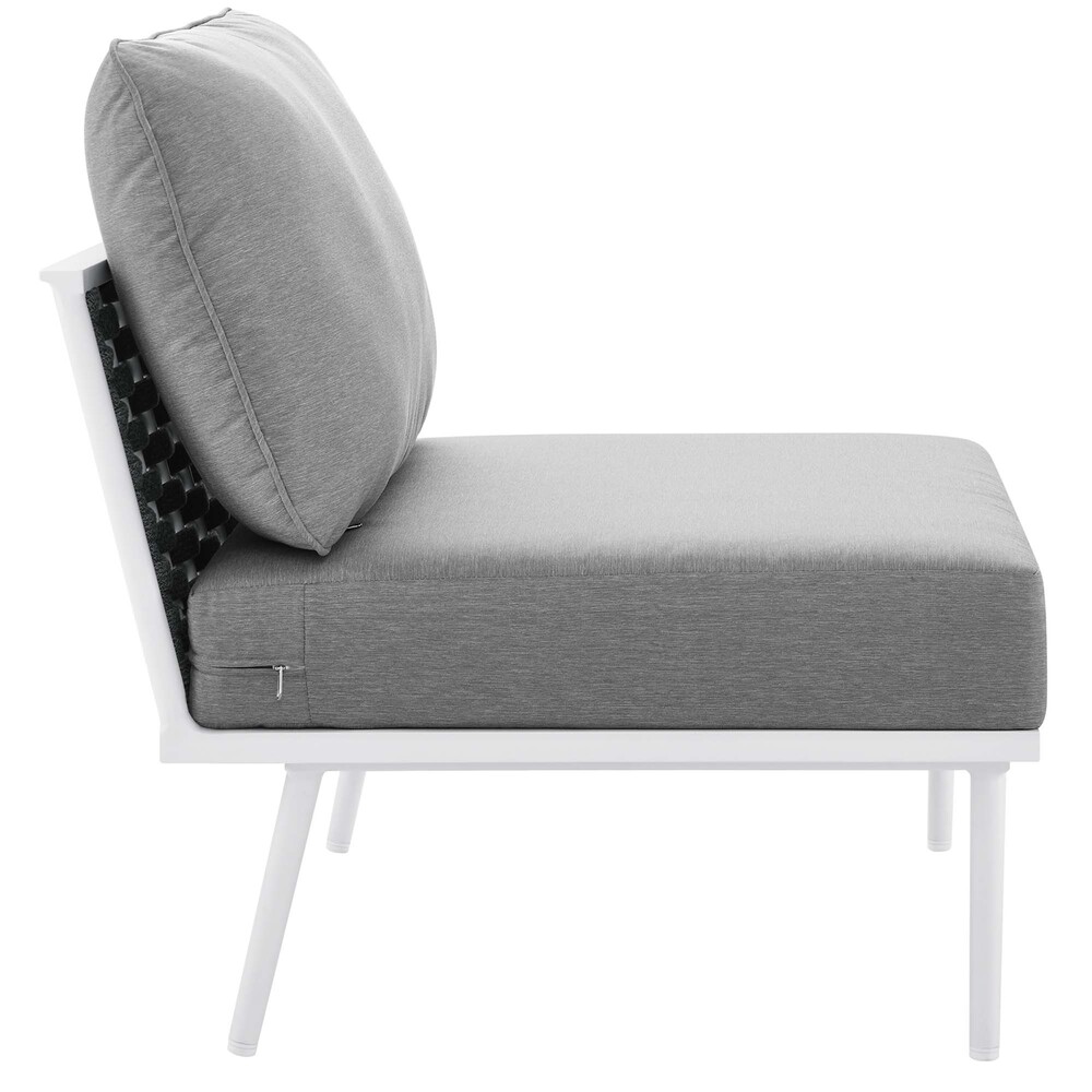 Stance 7 Piece Outdoor Patio Aluminum Sectional Sofa Set in White Gray by Modway - Image 7