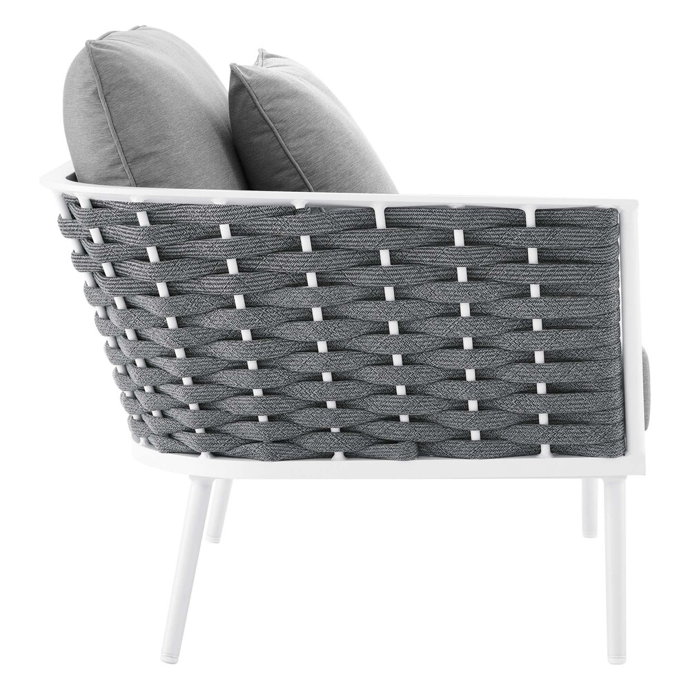 Stance 8 Piece Outdoor Patio Aluminum Sectional Sofa Set in White Gray by Modway - Image 7