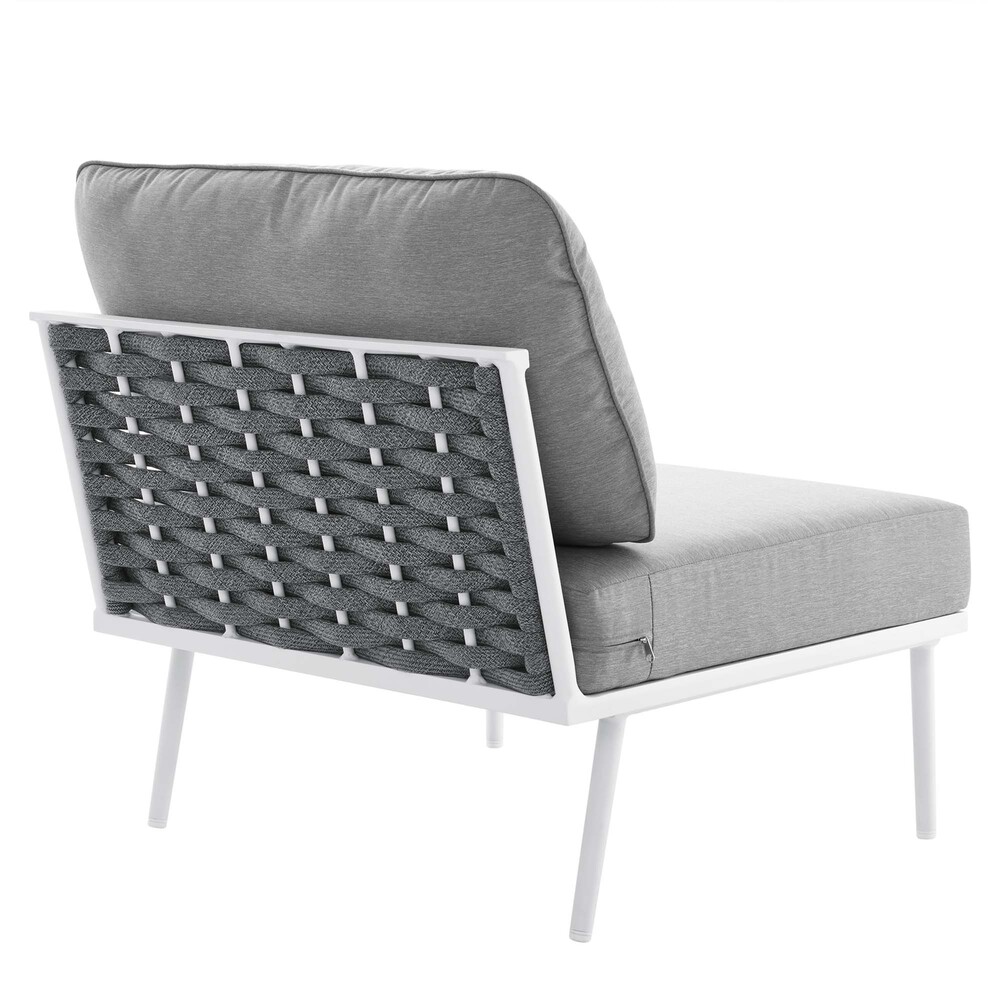 Stance 8 Piece Outdoor Patio Aluminum Sectional Sofa Set in White Gray by Modway - Image 11