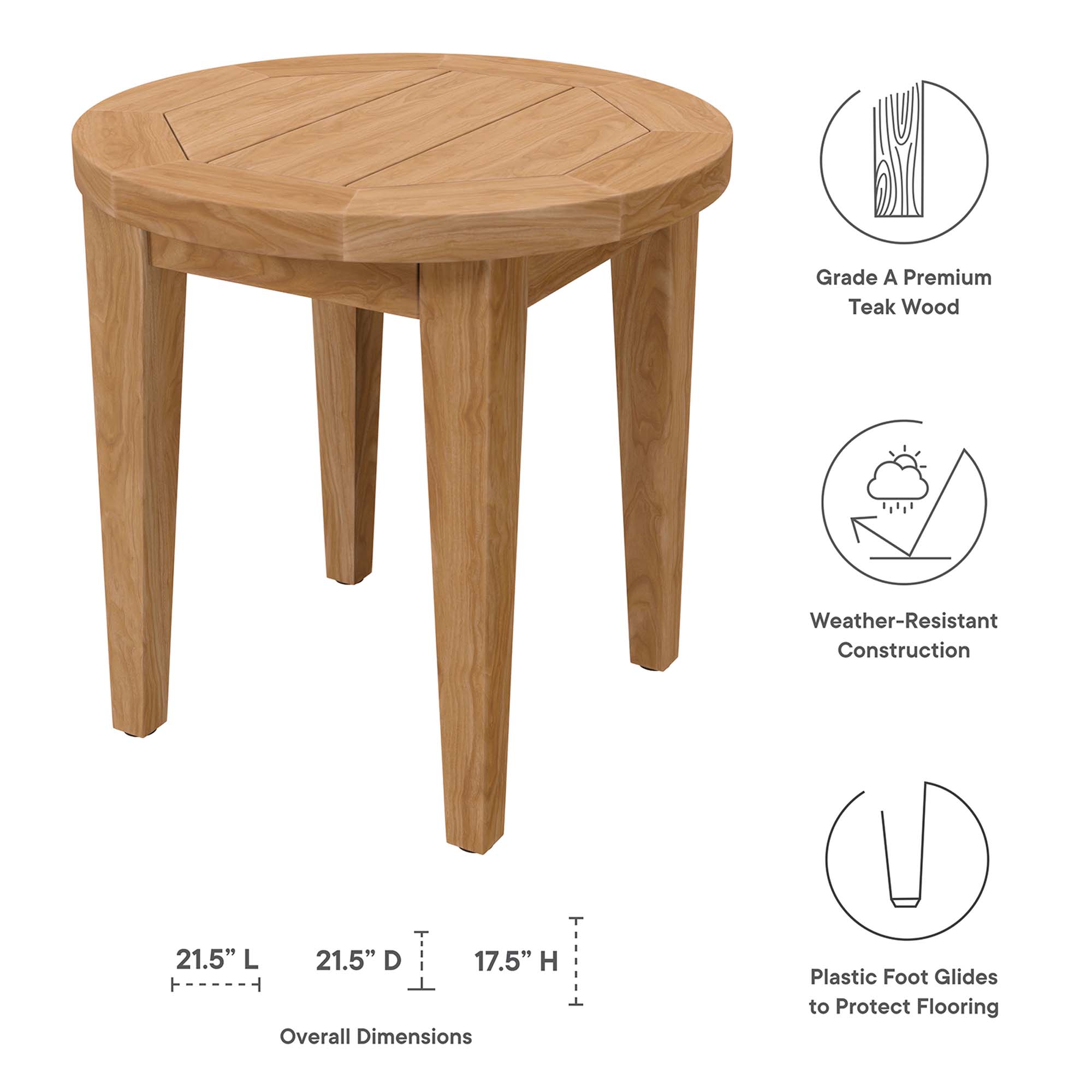 Brisbane 3-Piece Teak Wood Outdoor Patio Set by Modway - Image 2