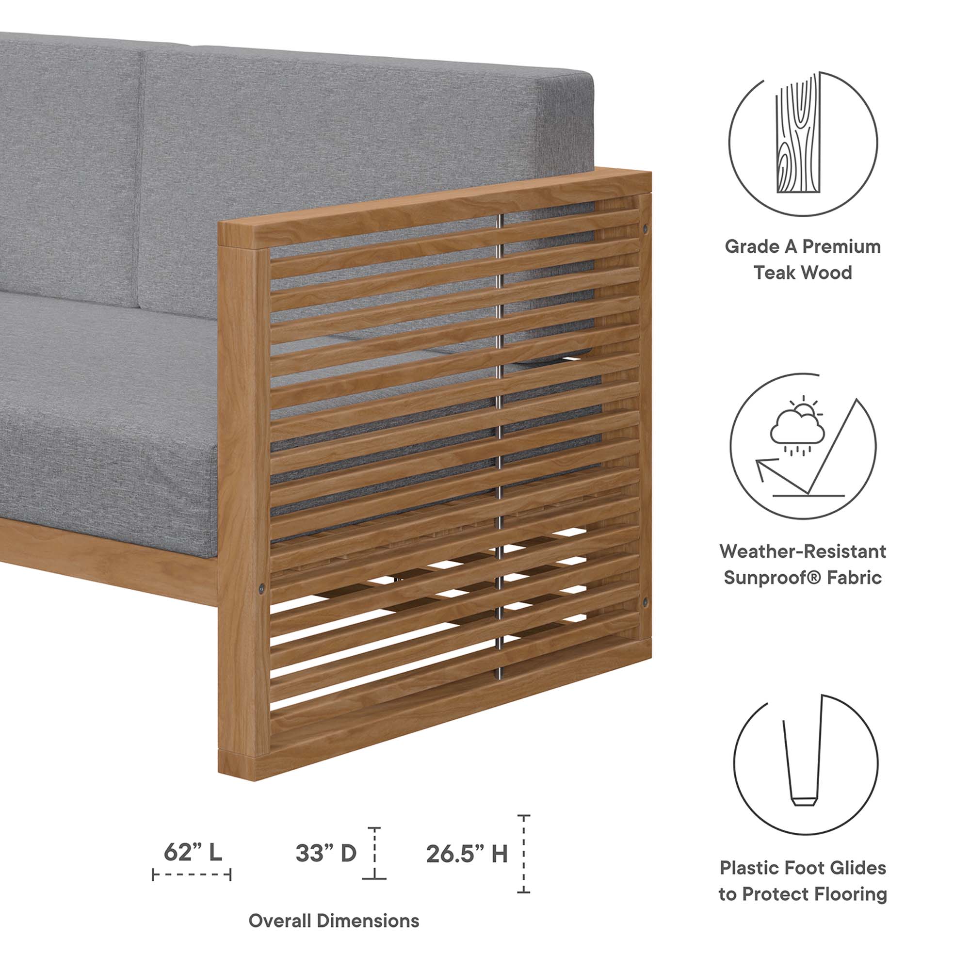 Carlsbad 6-Piece Teak Wood Outdoor Patio Set by Modway - Image 2