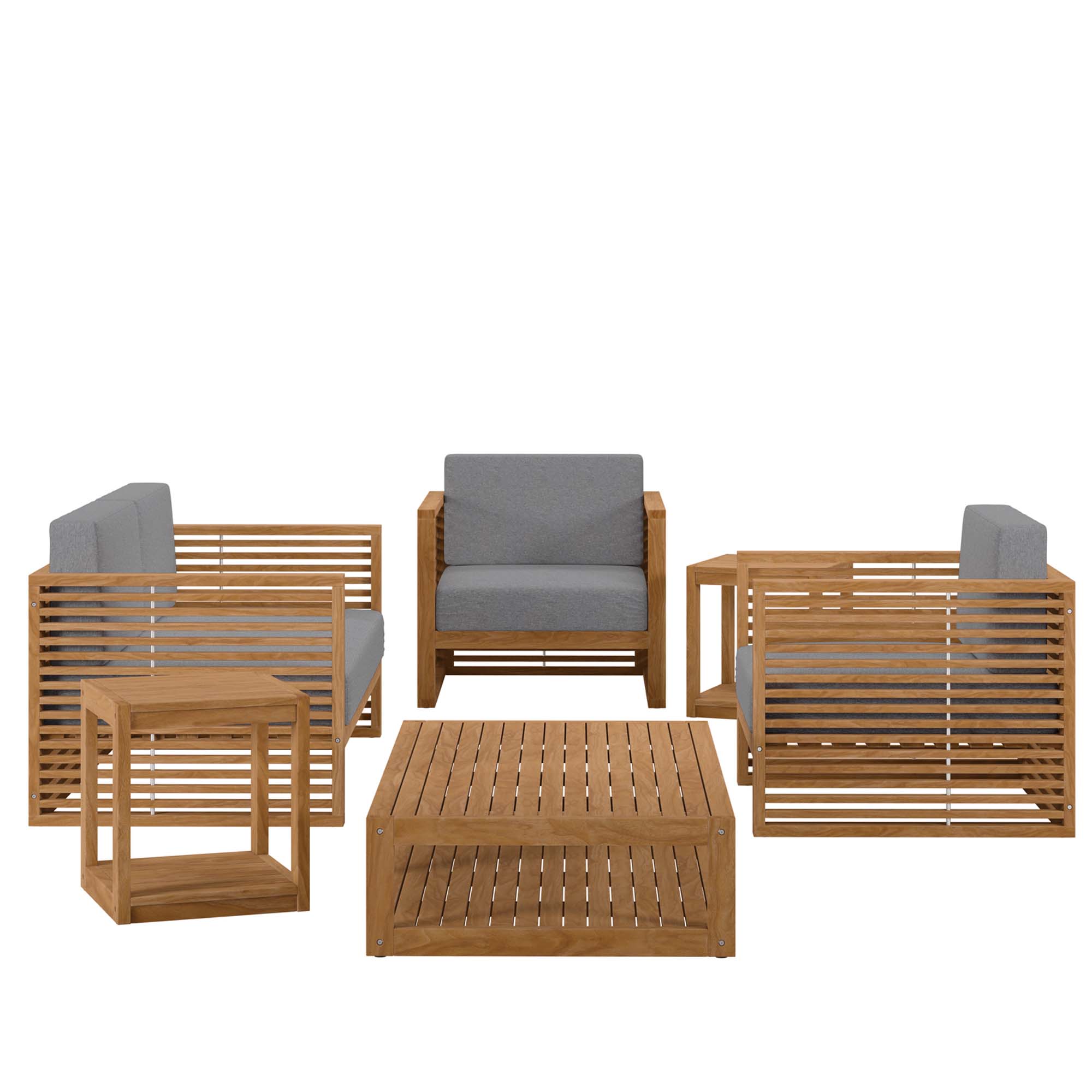 Carlsbad 6-Piece Teak Wood Outdoor Patio Set by Modway - Image 6