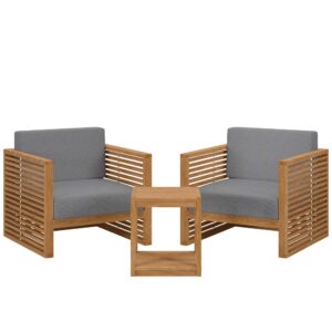 Carlsbad 3-Piece Teak Wood Outdoor Patio Set by Modway