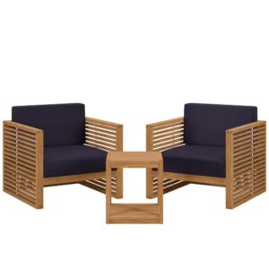 Carlsbad 3-Piece Teak Wood Outdoor Patio Set by Modway