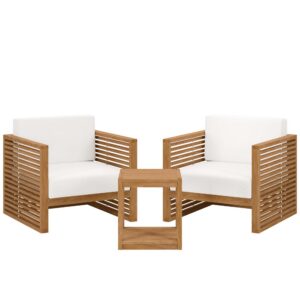 Carlsbad 3-Piece Teak Wood Outdoor Patio Set by Modway