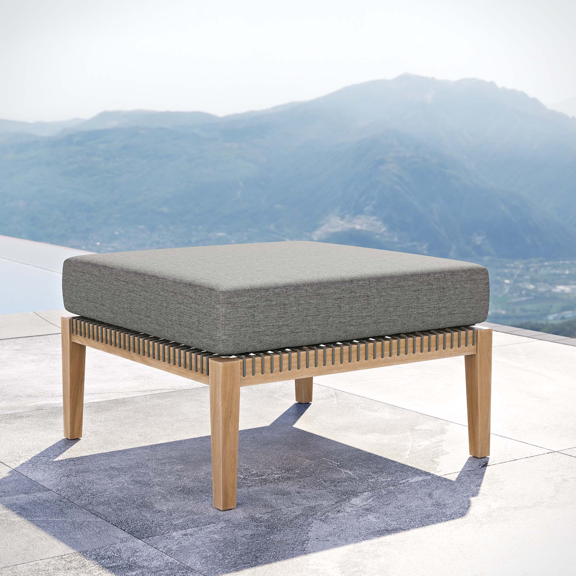 Clearwater Outdoor Patio Teak Wood Ottoman by Modway - Image 6