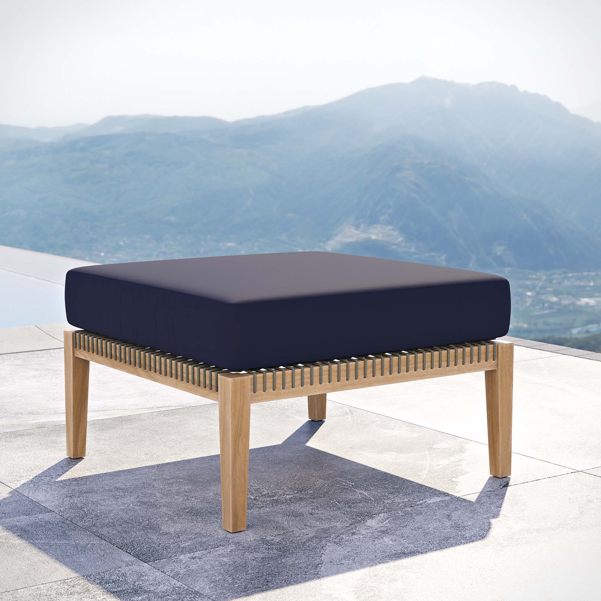 Clearwater Outdoor Patio Teak Wood Ottoman by Modway - Image 6