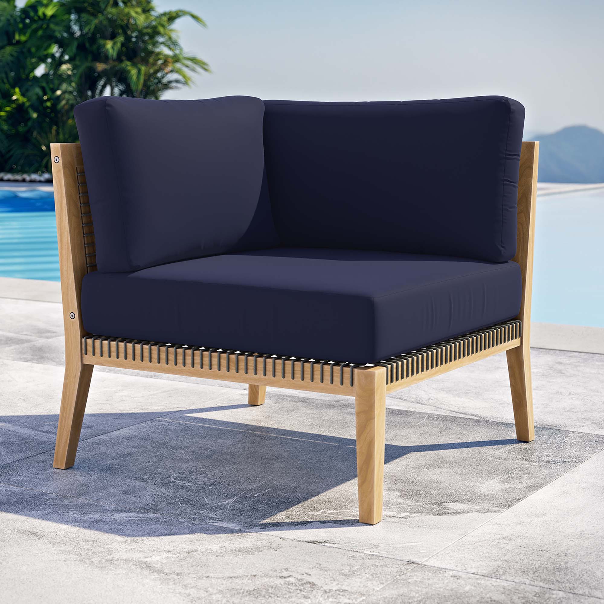 Clearwater Outdoor Patio Teak Wood Corner Chair by Modway - Image 6