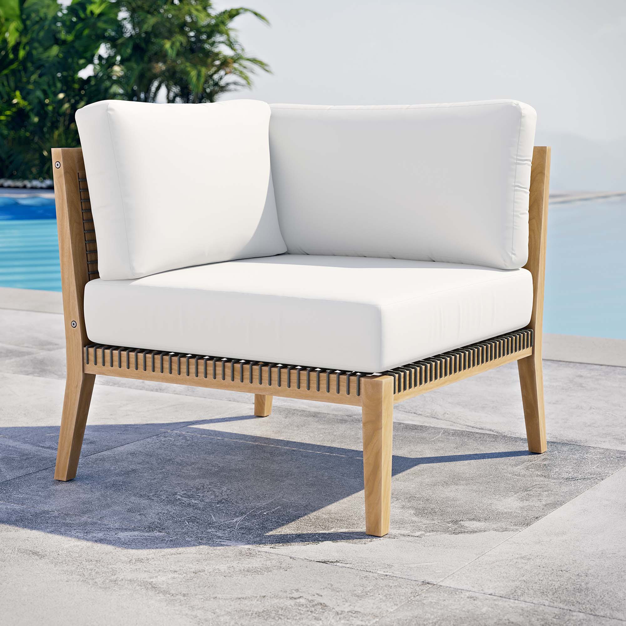 Clearwater Outdoor Patio Teak Wood Corner Chair by Modway - Image 6