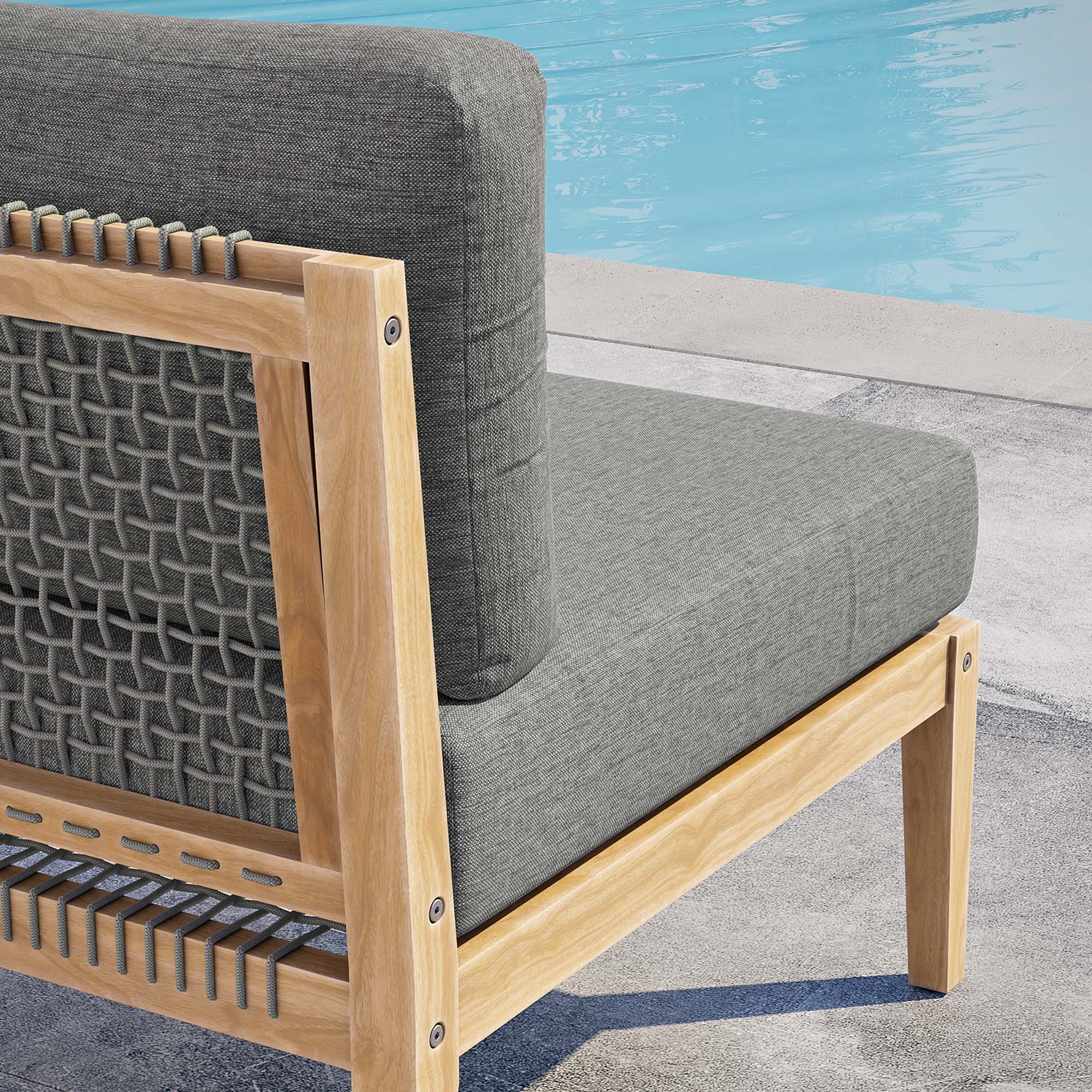 Clearwater Outdoor Patio Teak Wood Armless Chair by Modway - Image 7