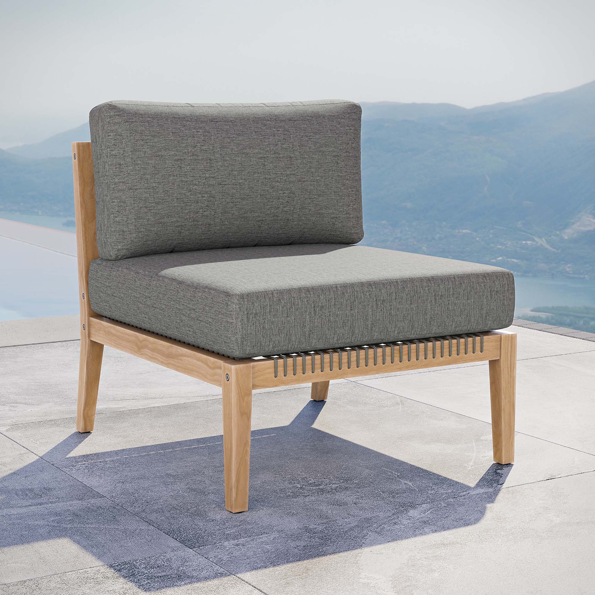 Clearwater Outdoor Patio Teak Wood Armless Chair by Modway - Image 6