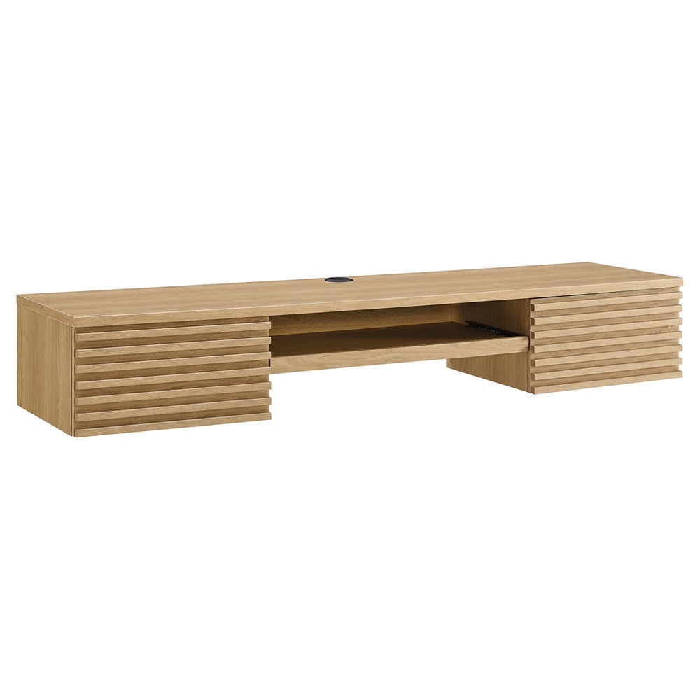 Render Wall Mount Wood Office Desk in Oak by Modway