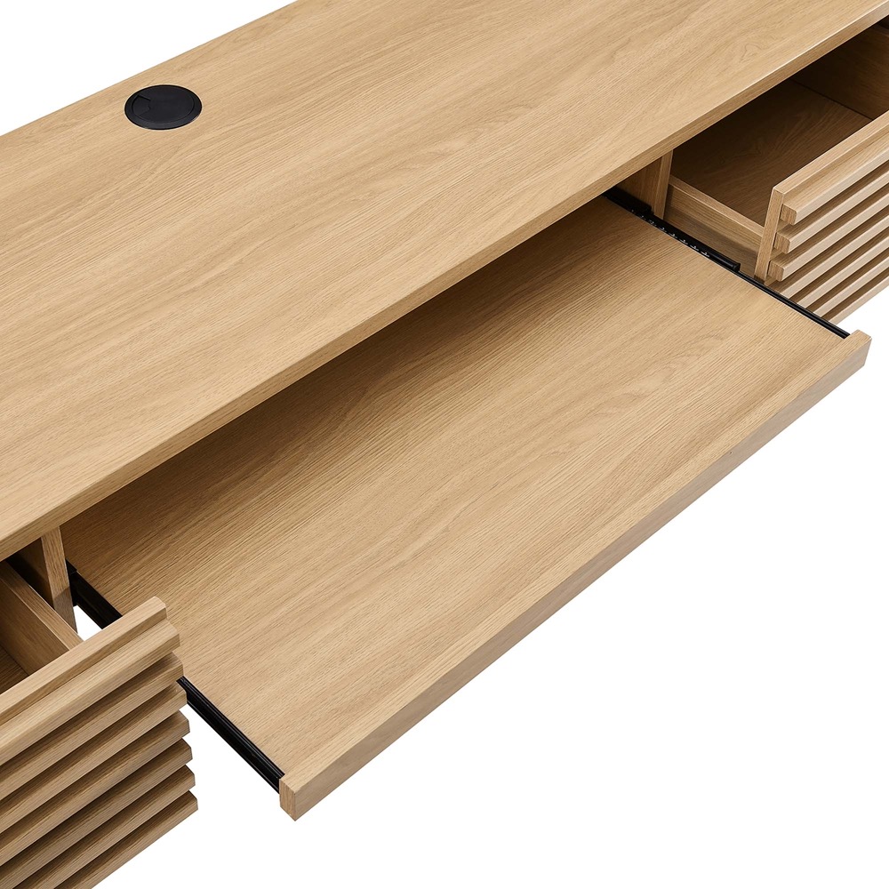 Render Wall Mount Wood Office Desk in Oak by Modway - Image 6
