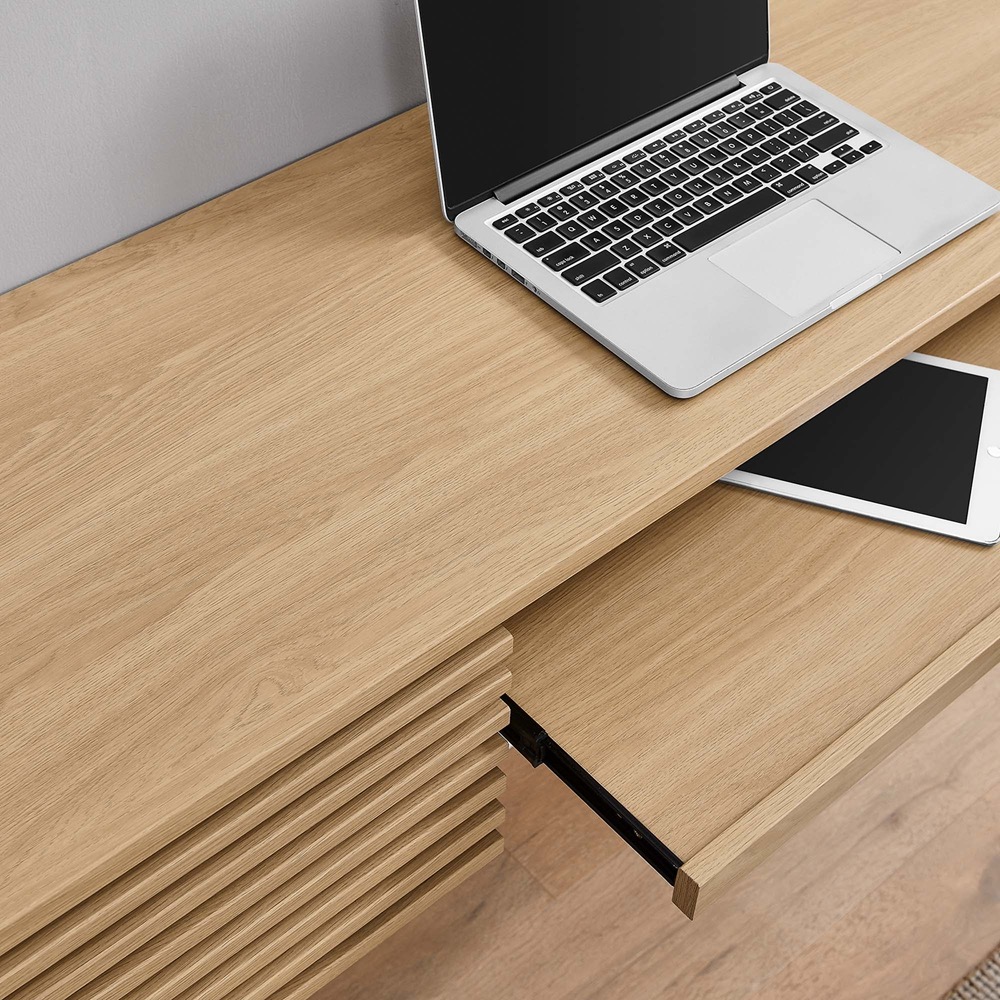 Render Wall Mount Wood Office Desk in Oak by Modway - Image 10