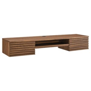 Render Wall Mount Wood Office Desk by Modway in Walnut by Modway
