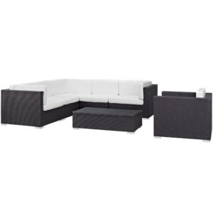 Corona 7 Piece Outdoor Patio Sectional Set in Espresso White by Modway