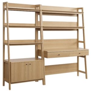 Bixby 2-Piece Wood Office Desk and Bookshelf by Modway in Oak by Modway