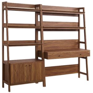 Bixby 2-Piece Wood Office Desk and Bookshelf by Modway in Walnut by Modway