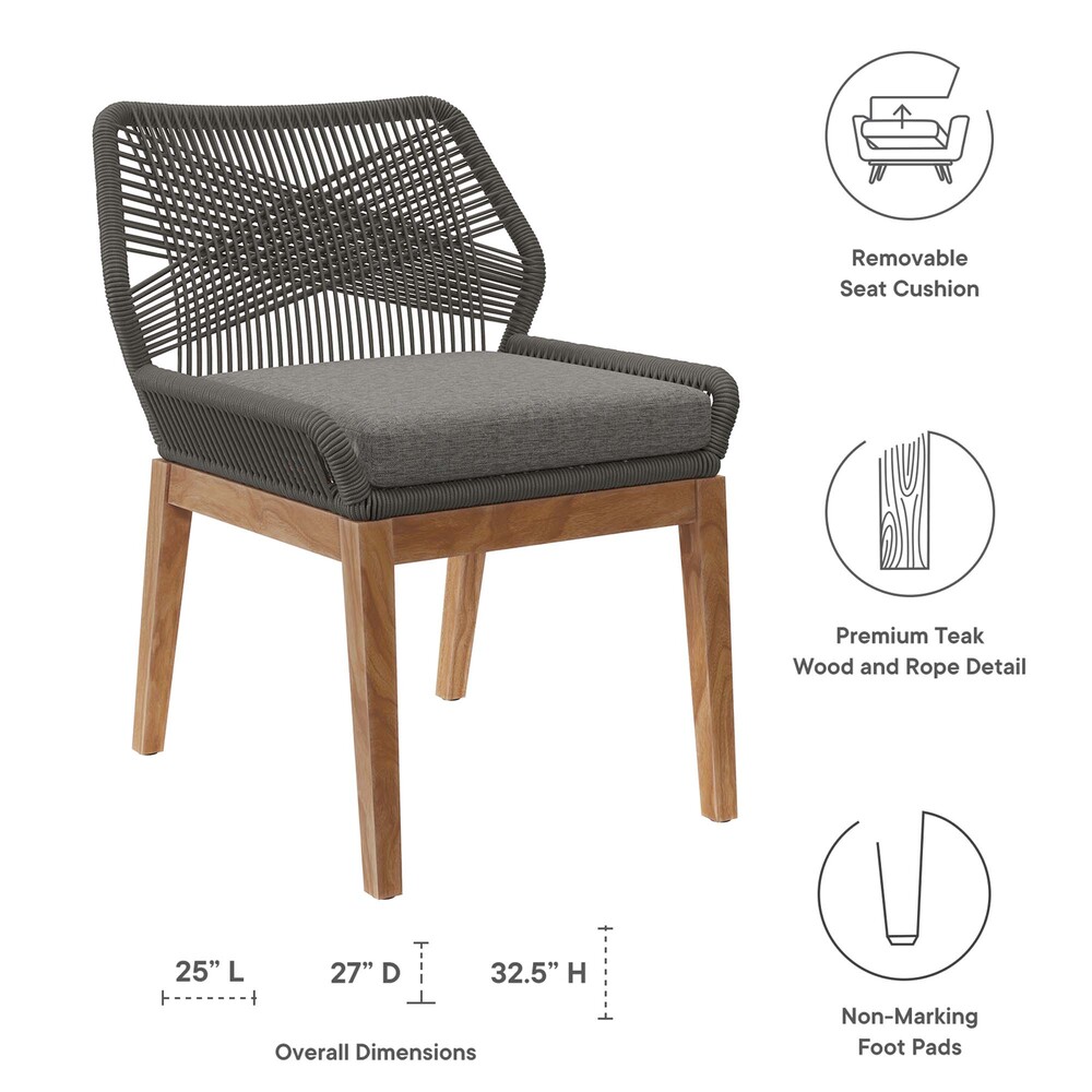Wellspring 5-Piece Outdoor Patio Teak Wood Dining Set in Gray Graphite by Modway - Image 3