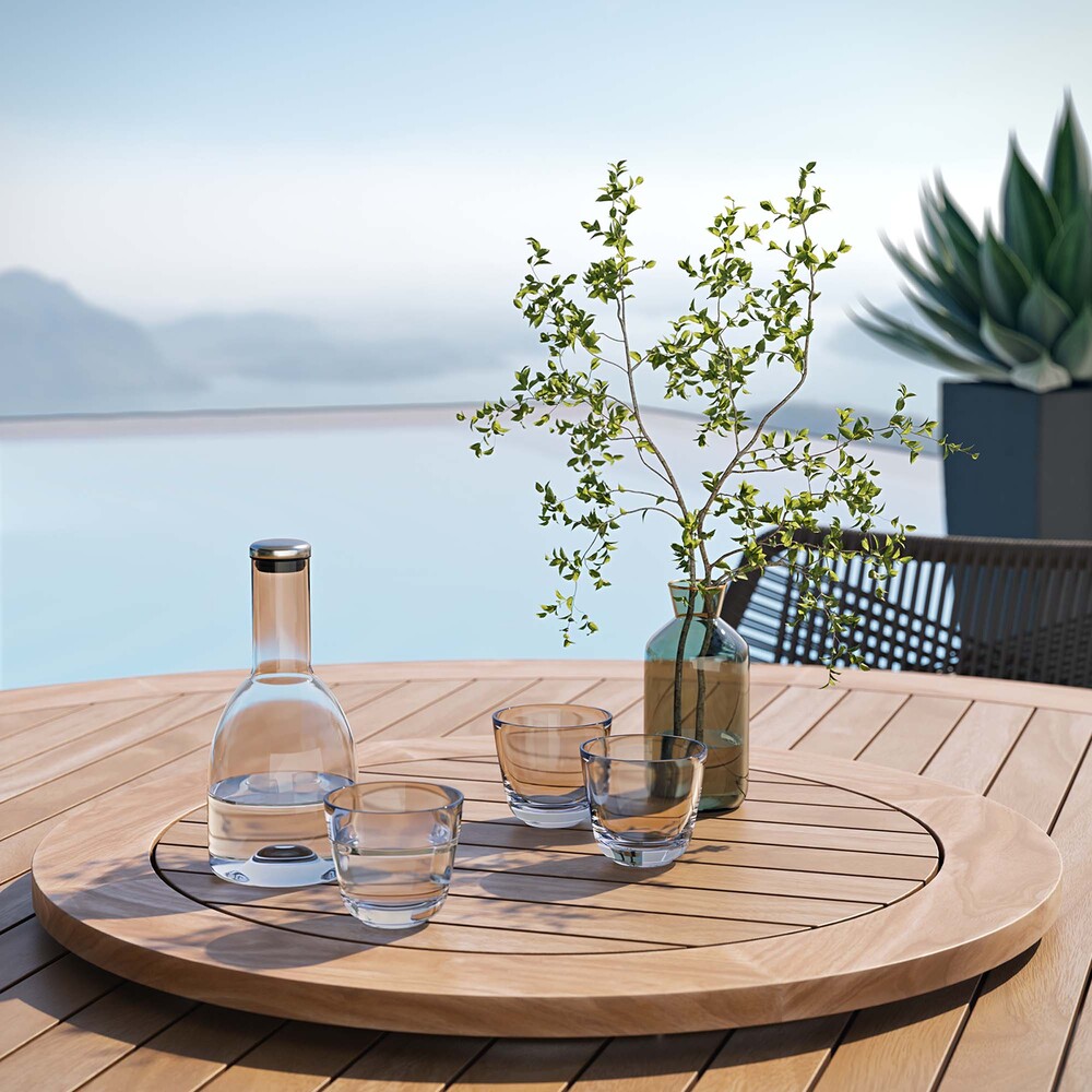 Wellspring 5-Piece Outdoor Patio Teak Wood Dining Set in Gray Graphite by Modway - Image 12