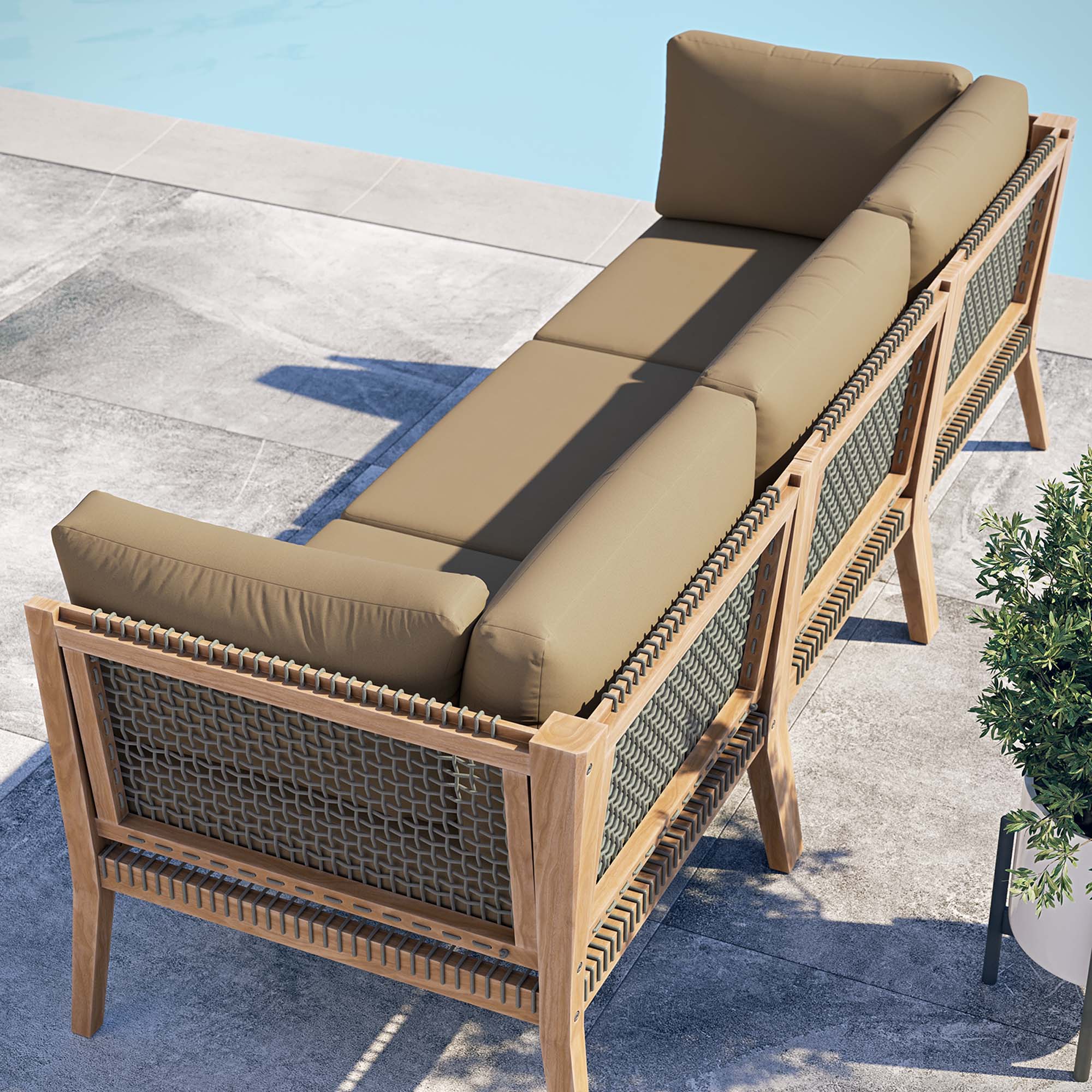 Clearwater Outdoor Patio Teak Wood Sofa by Modway - Image 11