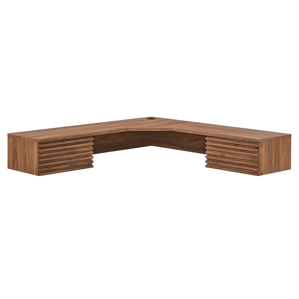 Render Wall Mount Corner Office Desk in Walnut by Modway