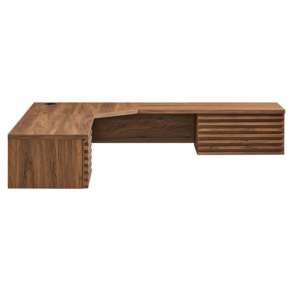 Render Wall Mount Corner Office Desk in Walnut by Modway - Image 4