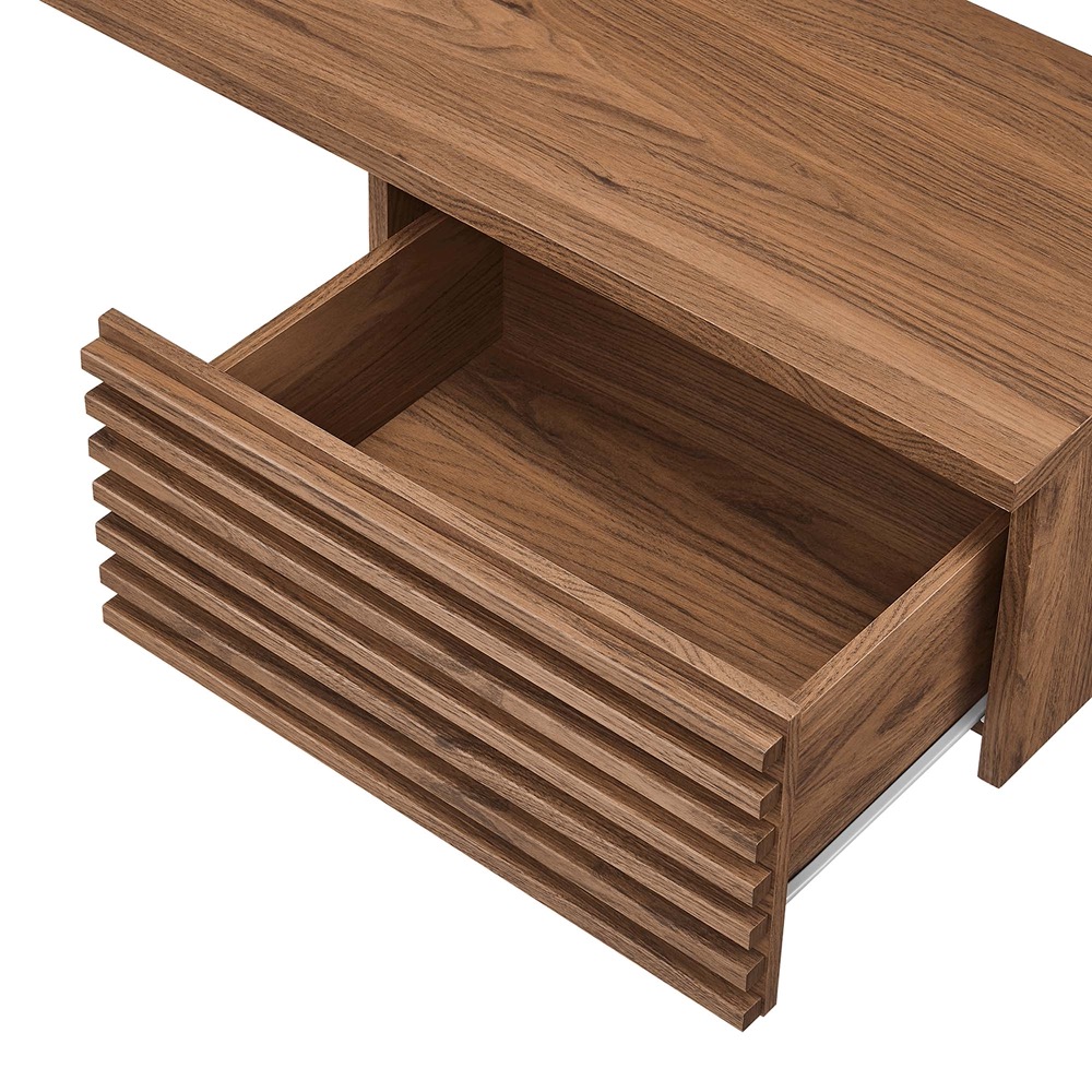 Render Wall Mount Corner Office Desk in Walnut by Modway - Image 7