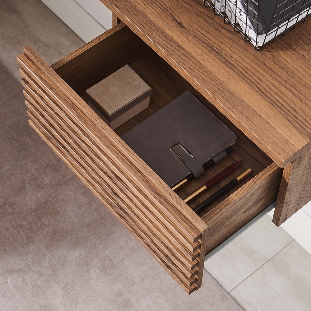 Render Wall Mount Corner Office Desk in Walnut by Modway - Image 9