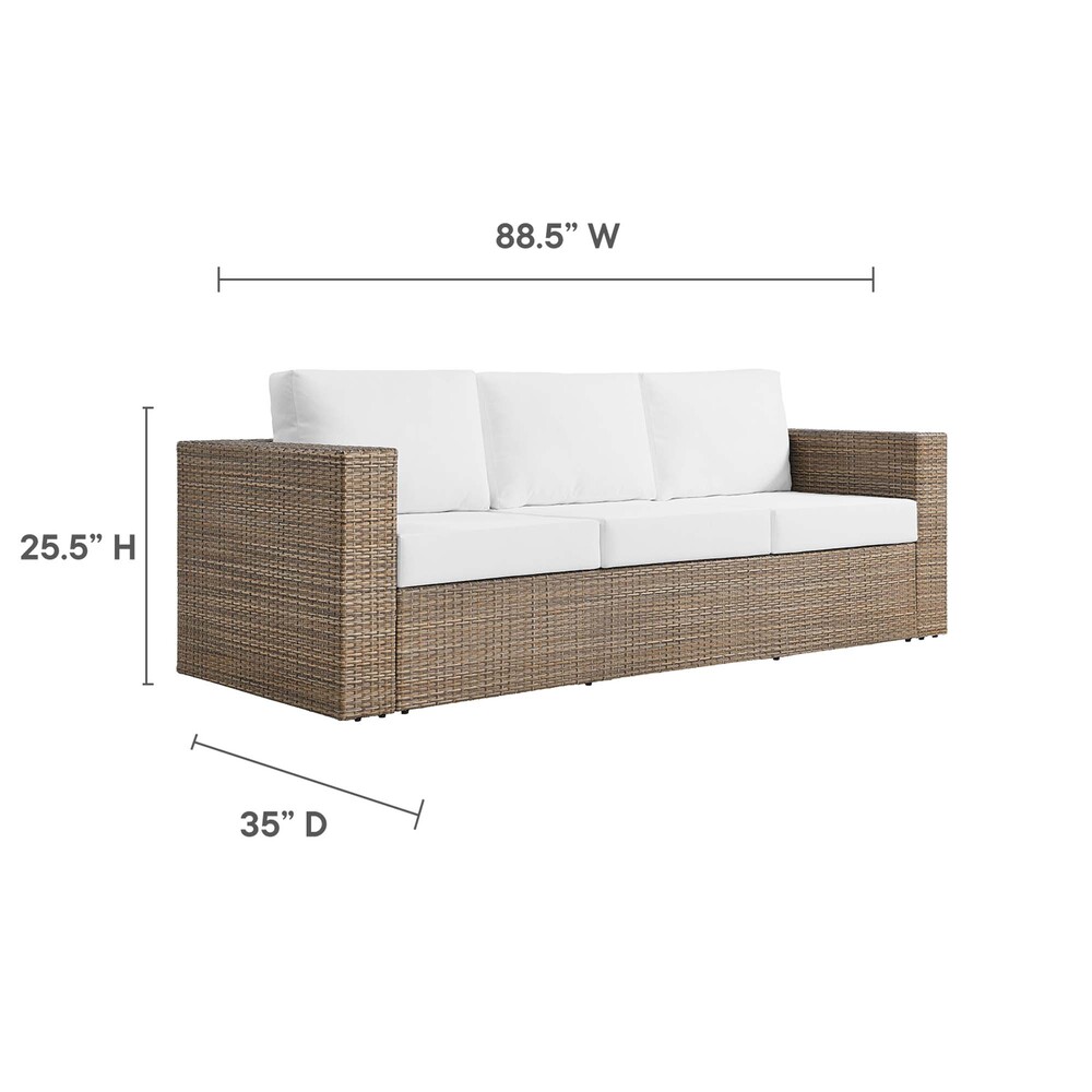 Convene Outdoor Patio Sofa in Cappuccino White by Modway - Image 3