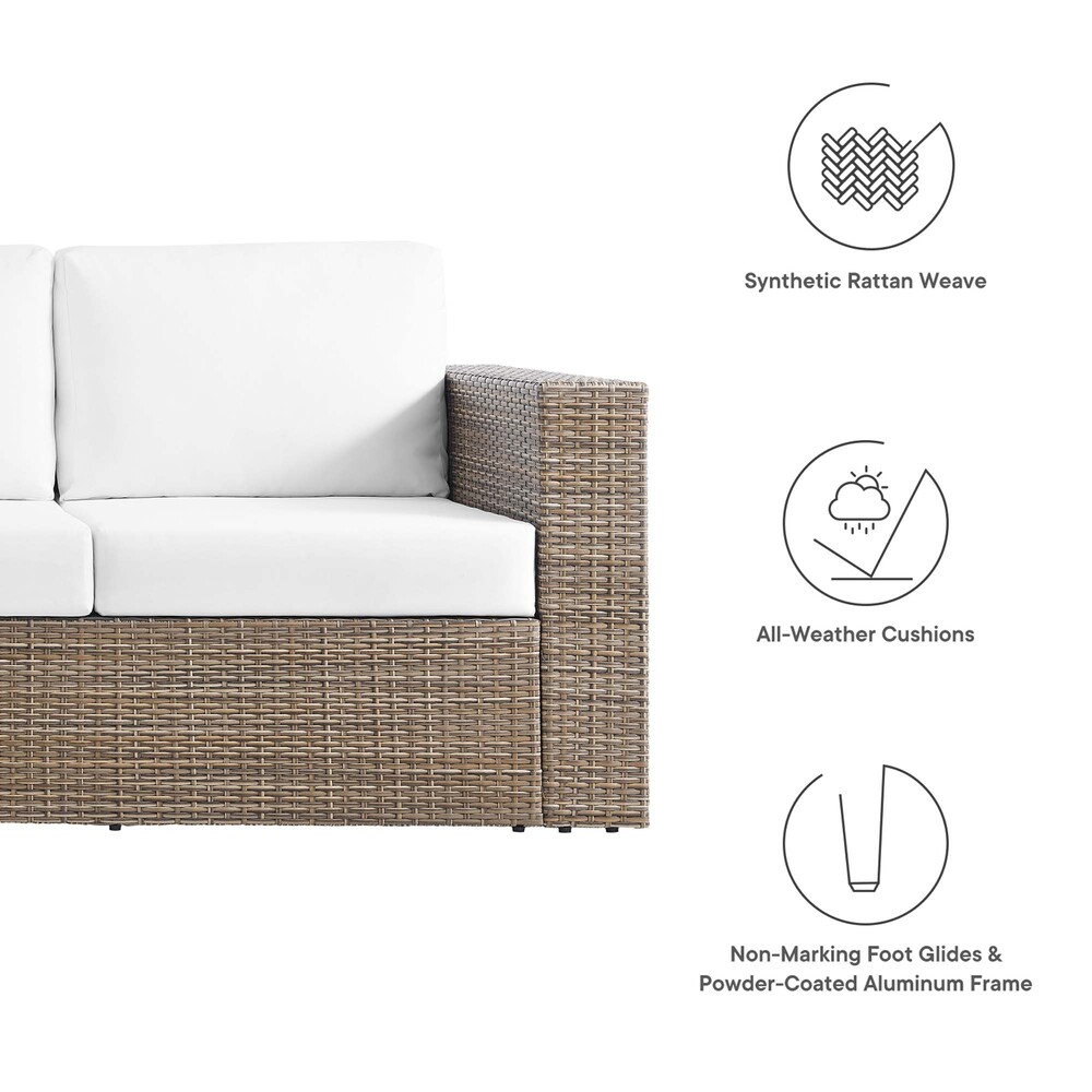Convene Outdoor Patio Sofa in Cappuccino White by Modway - Image 2