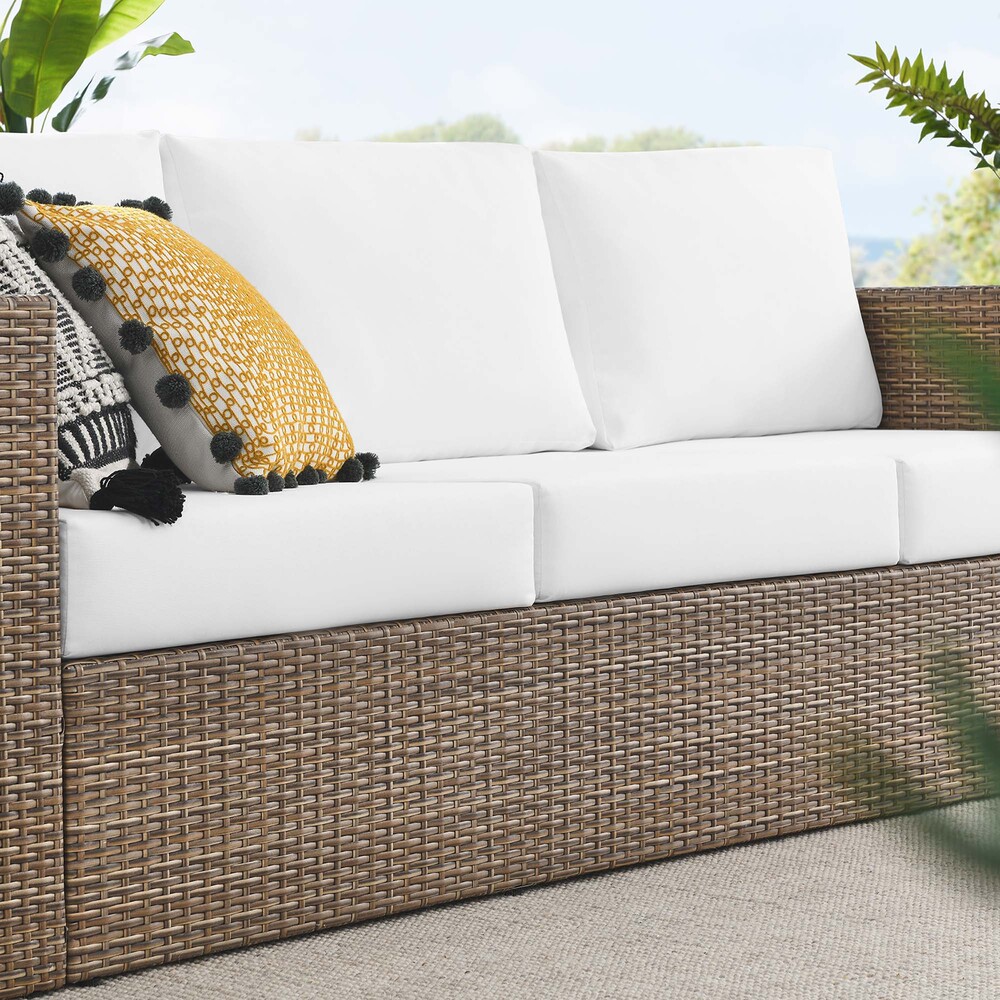 Convene Outdoor Patio Sofa in Cappuccino White by Modway - Image 9