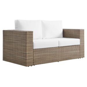 Convene Outdoor Patio Loveseat in Cappuccino White by Modway