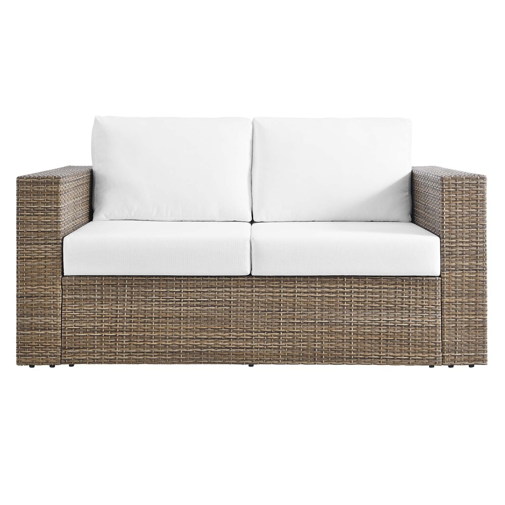 Convene Outdoor Patio Loveseat in Cappuccino White by Modway - Image 6