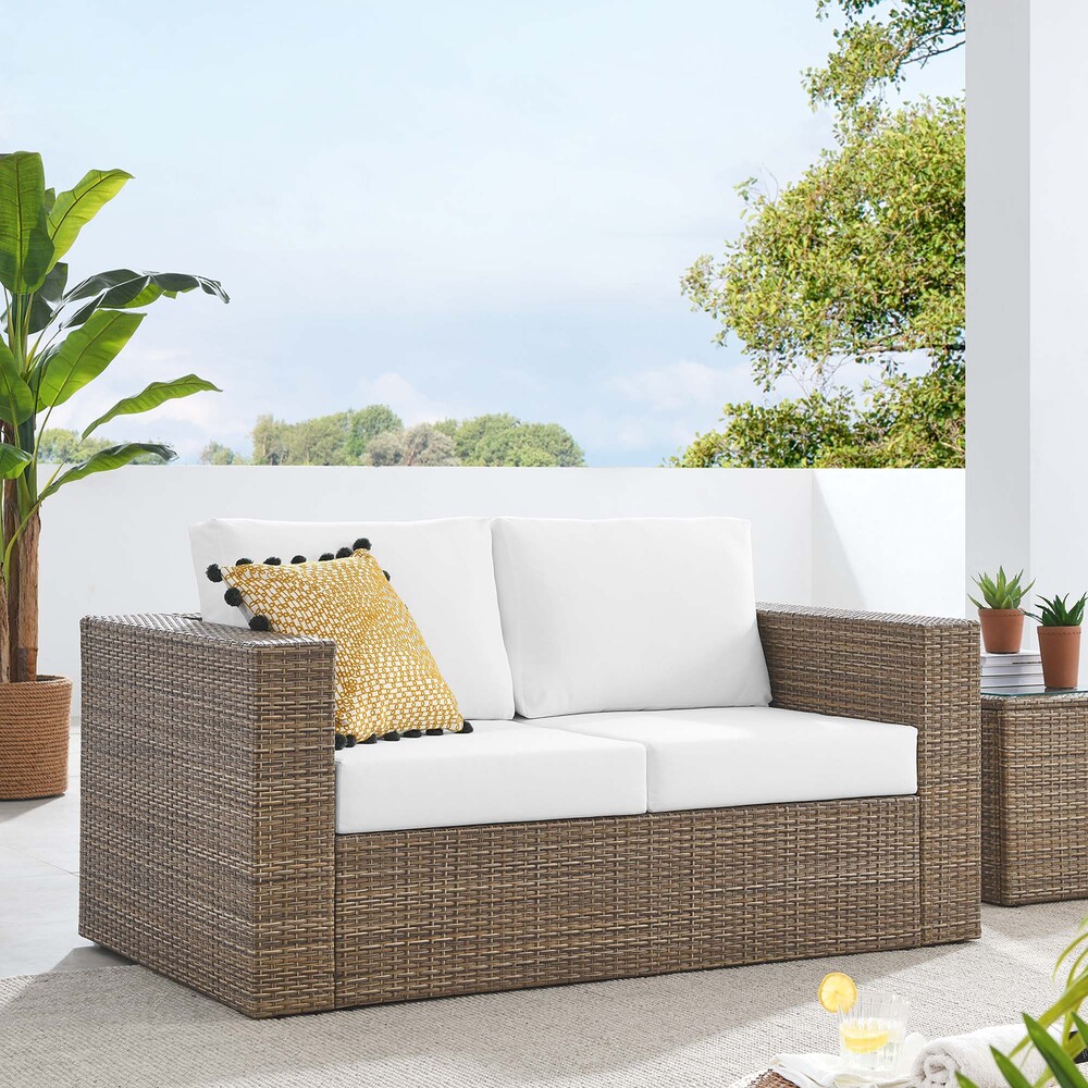 Convene Outdoor Patio Loveseat in Cappuccino White by Modway - Image 8