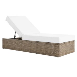 Convene Outdoor Patio Chaise Lounge Chair in Cappuccino White by Modway