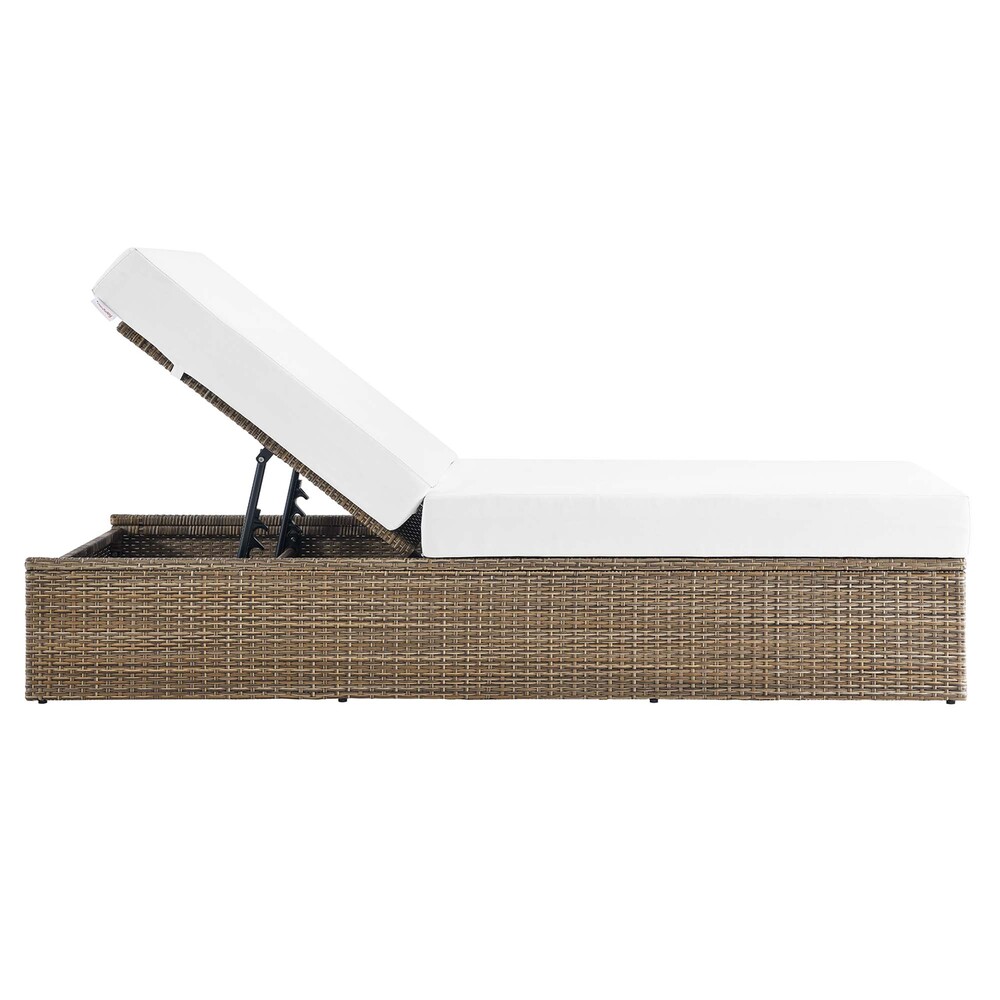 Convene Outdoor Patio Chaise Lounge Chair in Cappuccino White by Modway - Image 4